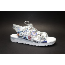 Letní vycházková obuv, Remonte, bílo-stříbrná+kytka