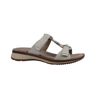 Letní vycházkové pantofle-flexiblové, Ara, Hawaii 2.0, šíře G, cream/platin