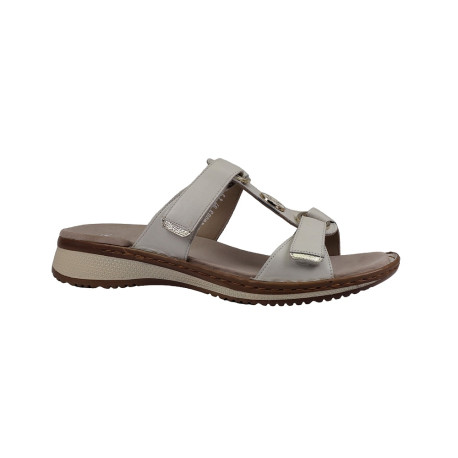 Letní vycházkové pantofle-flexiblové, Ara, Hawaii 2.0, šíře G, cream/platin