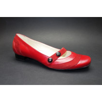 Vycházková obuv-baleríny, De-Plus, šíře G 1/2, červená